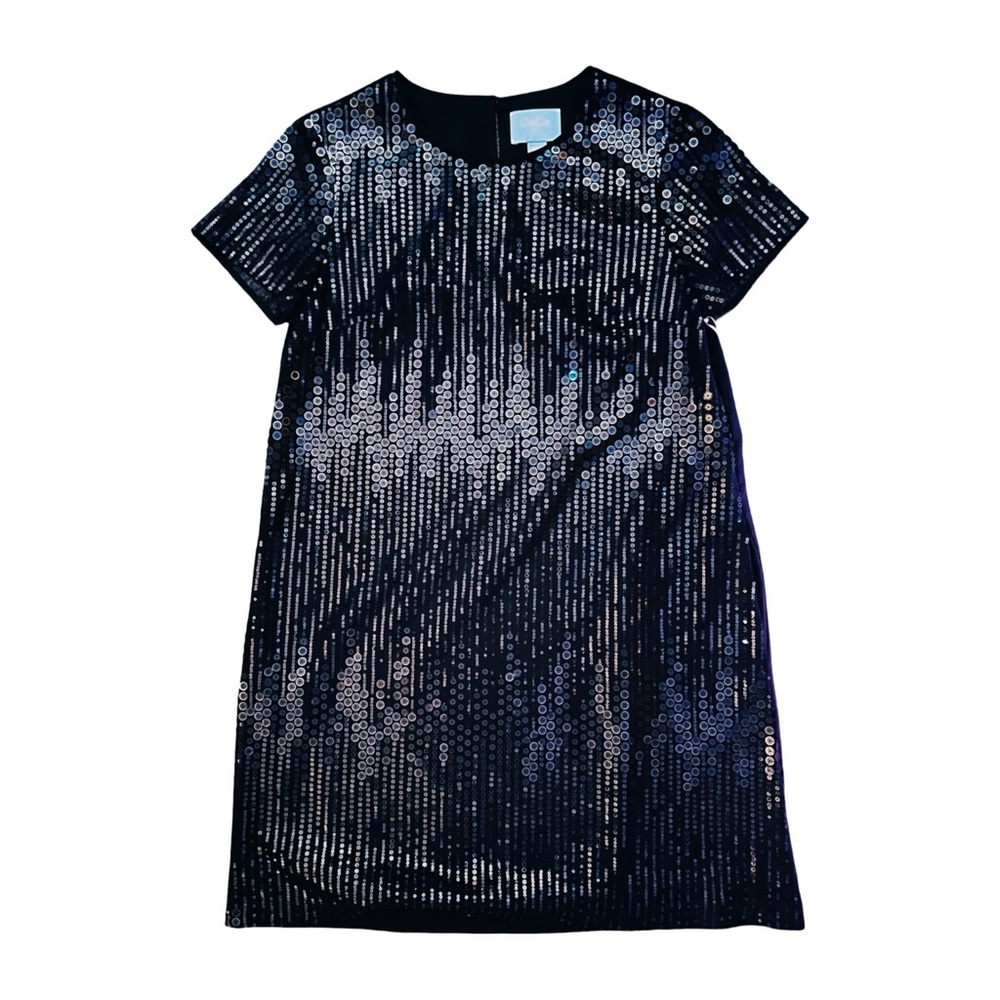 Cece by Cynthia Steffe Black Sequin Short Sleeve Dress